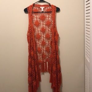 Orange crocheted vest